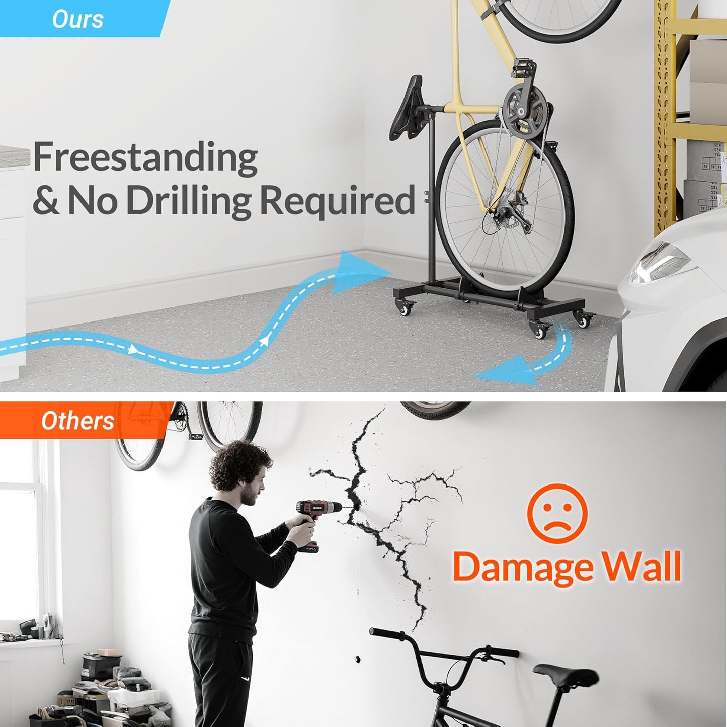 Sttoraboks Vertical Bike Stand - Freestanding Bicycle Rack with Adjustable Height for Indoor Use | Fits Wheels Up to 29”