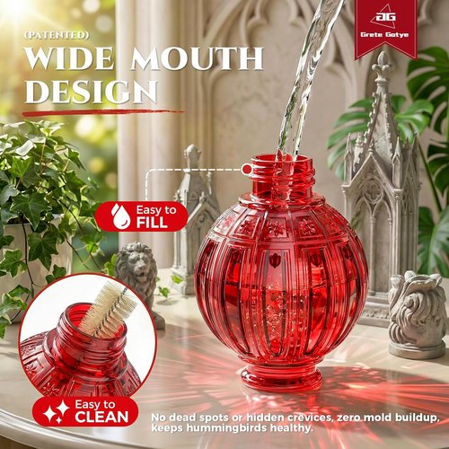 Glass Hummingbird Feeder - 24Oz Outdoor Nectar Feeder with Perch & 5 Flower Ports | Leak-Proof Garden Decor