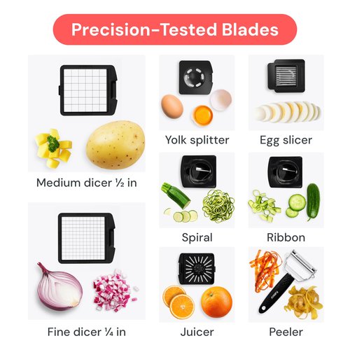 Fullstar The Original Pro Chopper - Vegetable Chopper and Spiralizer, Food Chopper with Container, Fruit Slicer, Kitchen Gadgets & Gifts, Home Essentials (9 in 1, SS Black)