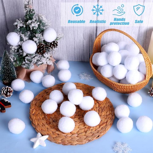 Fovths 100 Pack Snow Toy Balls - 2 Inch Realistic Fake Snowballs for Indoor & Outdoor Fun