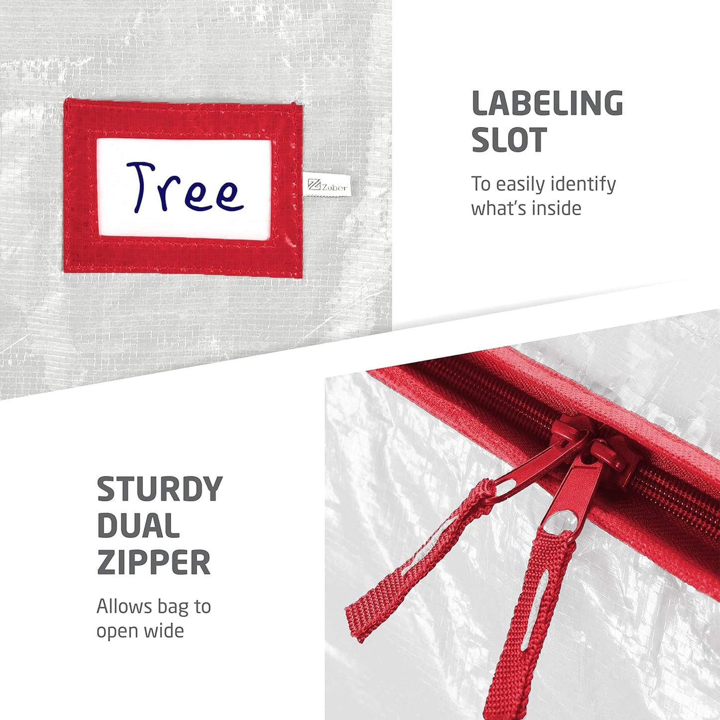 Zober Christmas Tree Storage Bag | Fits 9 Ft Artificial Trees - Waterproof & Durable with Label Slot - White