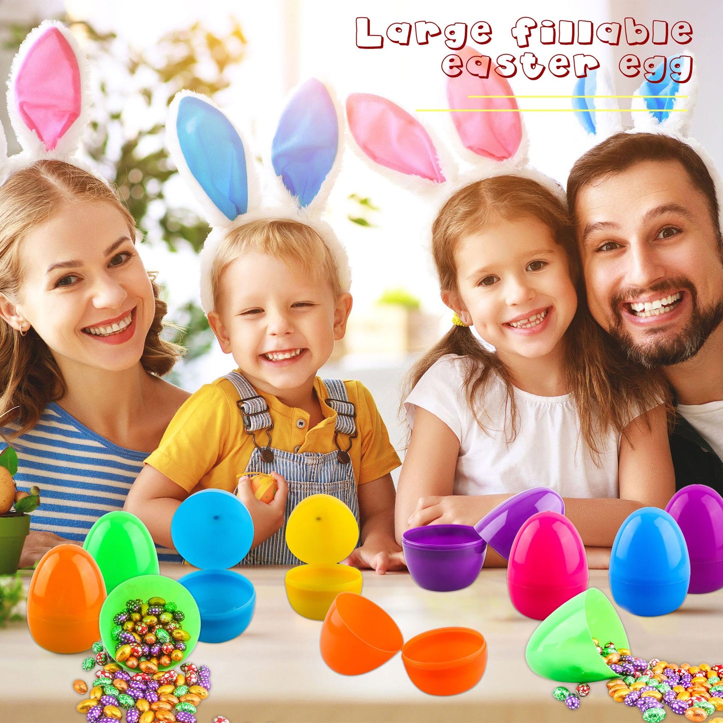 Sonarun 18 Pack 4 Inch Easter Eggs Colorful Fillable Easter Eggs Flat Bottom Plastic Easter Egg Empty Surprise Eggs for Easter Hunt Party Favor Refillable Basket Fillers