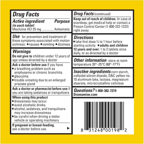 Dramamine Motion Sickness Relief - Less Drowsy Travel Vial, 8 Count, Multicolor Options