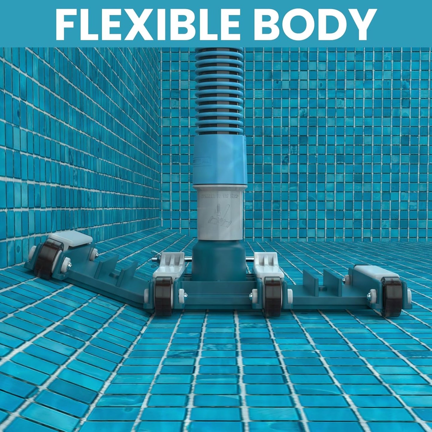 POOLWHALE 14" Flexible Pool Vacuum Head - Swivel Handle for Easy Debris Removal in Inground & Above Ground Pools