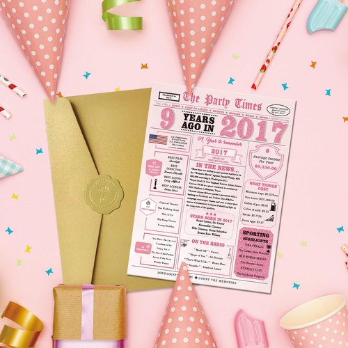IDU 9th Birthday Card for Girls,9th Birthday Decorations & Gifts for Girls,9 Year Old Girl Gift Cards for Daughter Granddaughter Niece