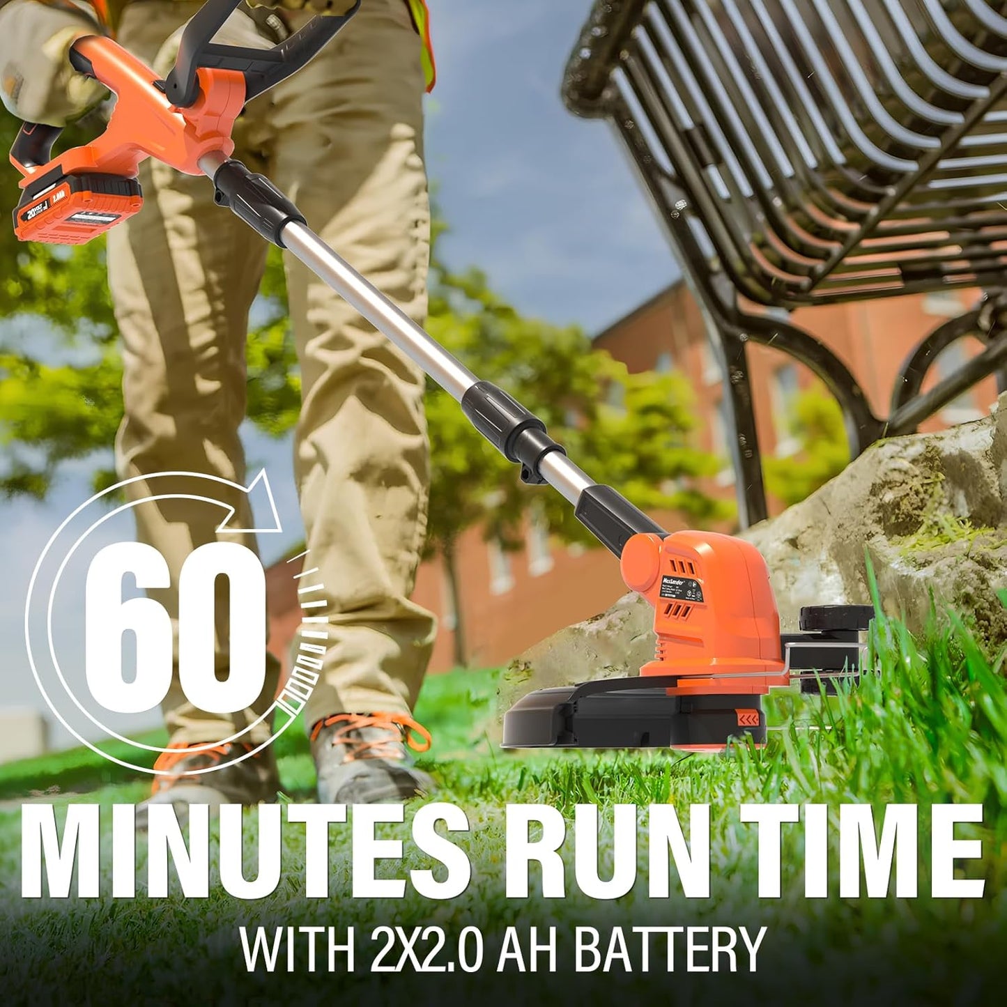 MAXLANDER Cordless Weed Wacker - 20V 12 Inch String Trimmer with 8 Replacement Spools & Batteries