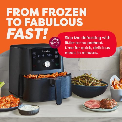 Instant Pot Vortex 6QT XL Air Fryer - 4-in-1 Multi-Function Cooking with 100+ Recipes | Dishwasher-Safe, Black