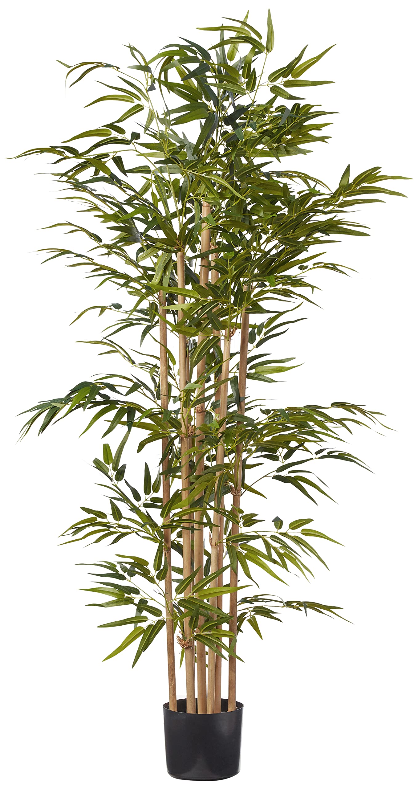 Nearly Natural 64in Bamboo Tree, Fake Bamboo Plants with 7 Natural Trunks, 5.3ft Tall Faux Plants for Indoor Home Decor with 1040 Realistic Fake Leaves