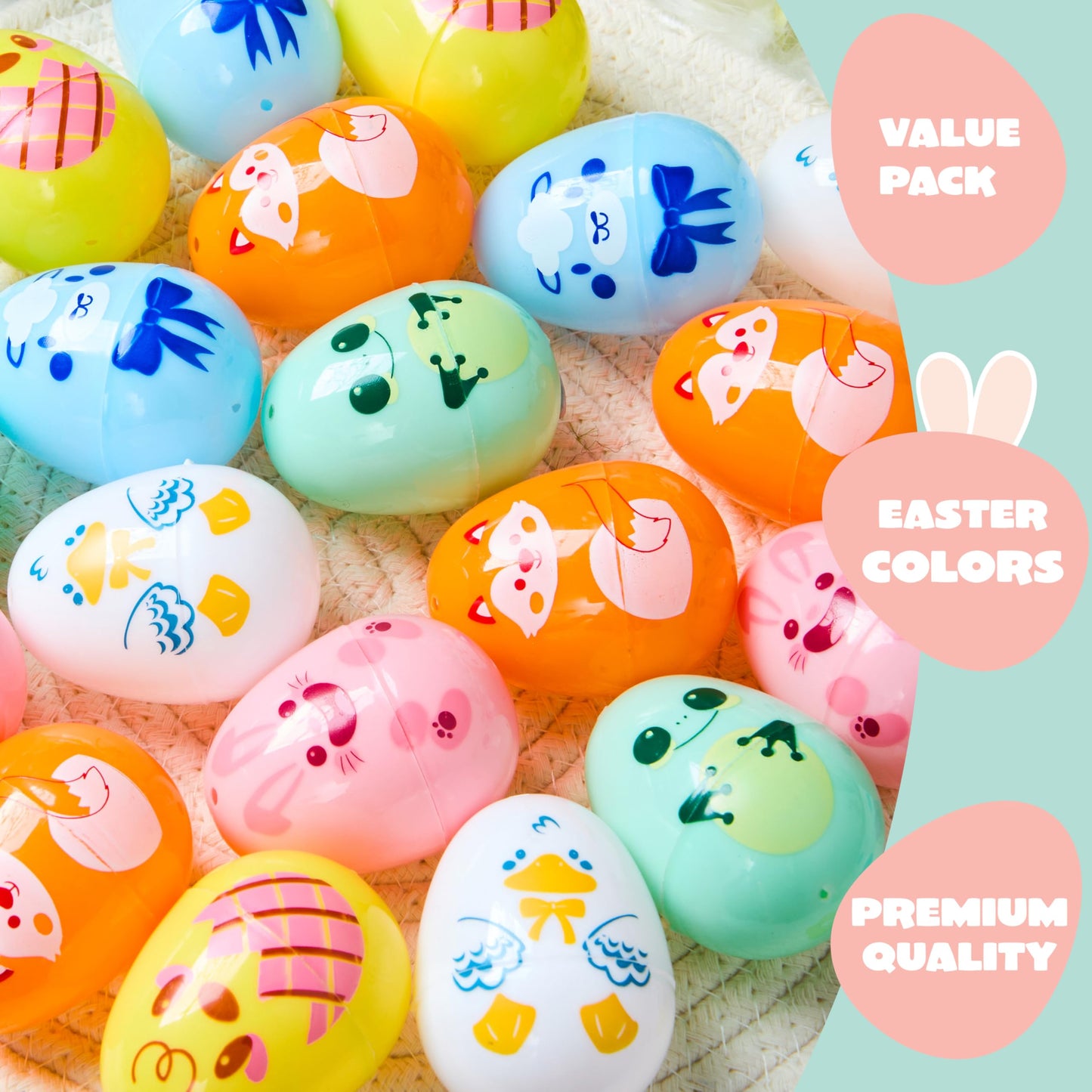 JOYIN 24 PCS Plastic Easter Multicolor Animal Eggs, 2.36" Fillable Eggs with 6 Kinds of Animal Pattern Eggshells for Easter Hunt, Treat Filling, Party Favor, Basket Stuffers, Classroom Prize Supplies