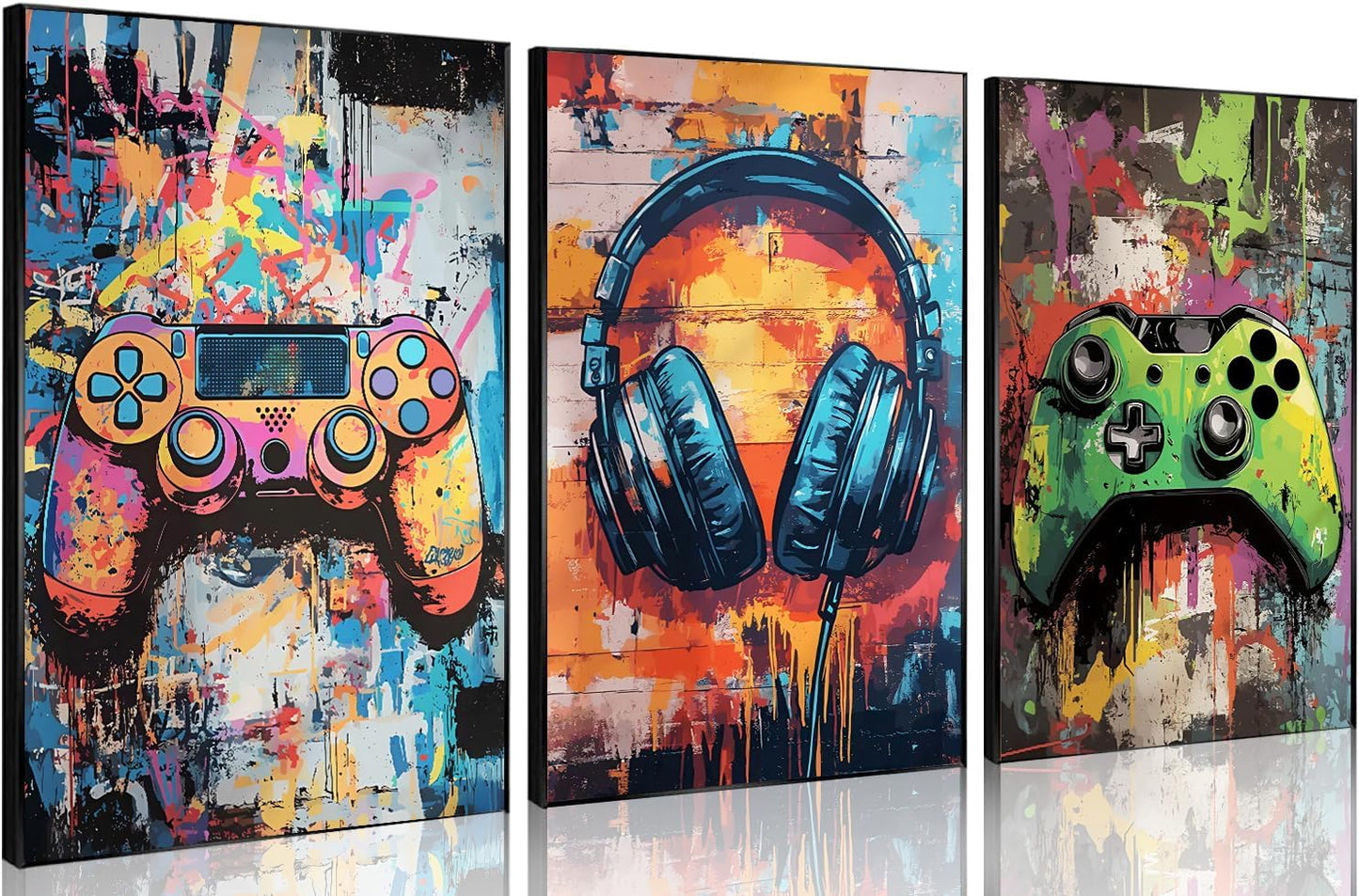 Skiennix Gaming Graffiti Canvas Wall Art - Cool Video Game Prints for Gamer Room | Unframed 16x24 Inches