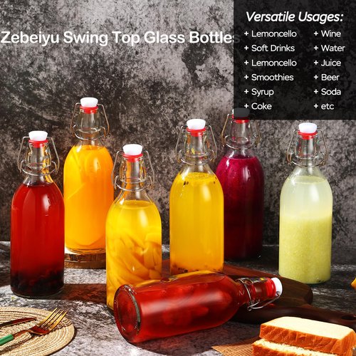 8 Pack flip top glass bottle 12 oz,swing top glass bottles 12oz with airtight lids for home brewing,kombucha,kefir,vanilla extract,beer,oil,vinegar,homemade juices,soda,beverages,2nd fermentation