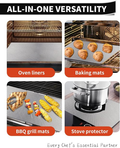 Heavy Duty Oven Liners by [Brand Name] - Non-Stick, Reusable Mats for Electric & Gas Ovens | 17x25