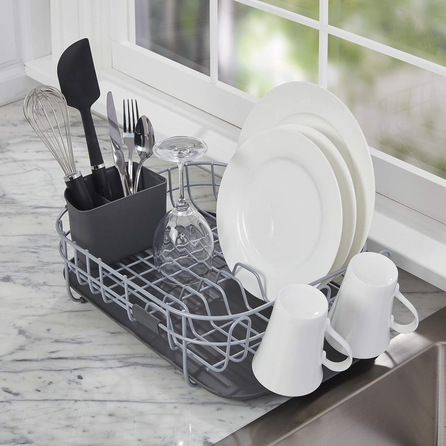 KitchenAid Low Profile Dishrack - Durable Carbon Steel Design | Charcoal Color