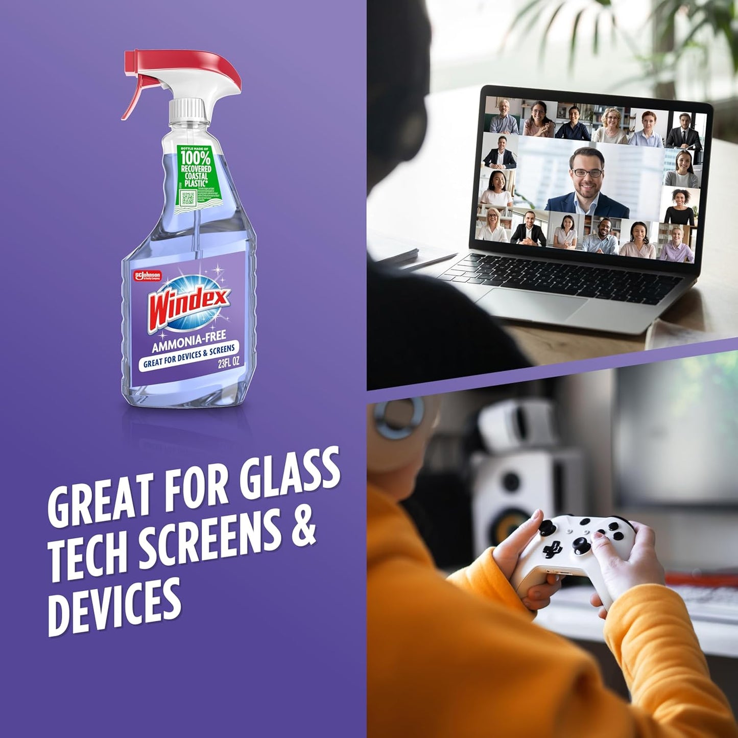 Windex Glass Cleaner Spray - Ammonia-Free Formula with Crystal Rain Scent | 23 Fl Oz Bottle