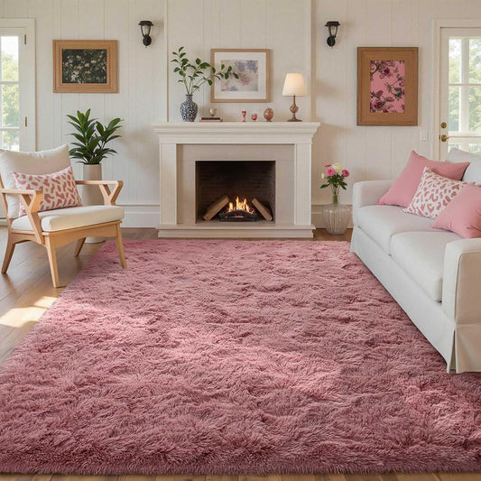 6x9 Shag Area Rug,Super Soft Fluffy Plush Carpet for Living Room & Bedroom,Blush Modern Shaggy Rug for Girls Kids Room, Nursery & Dorm,Anti-Slip Fuzzy Home Decor