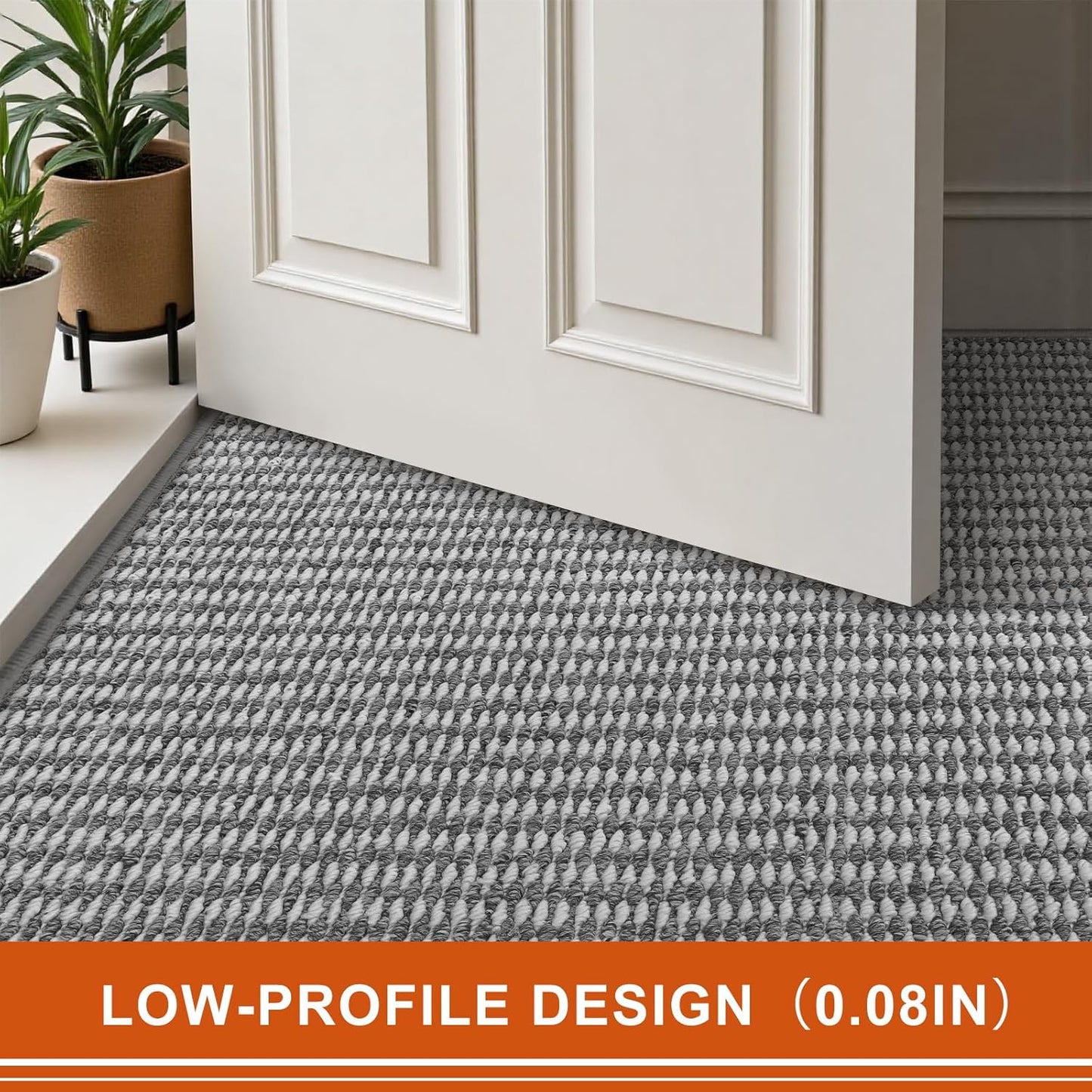 Regine Switzerland Dirt Trapper Door Mat - Non-Slip, Absorbent 24"x36" Indoor Entrance Rug | Grey White