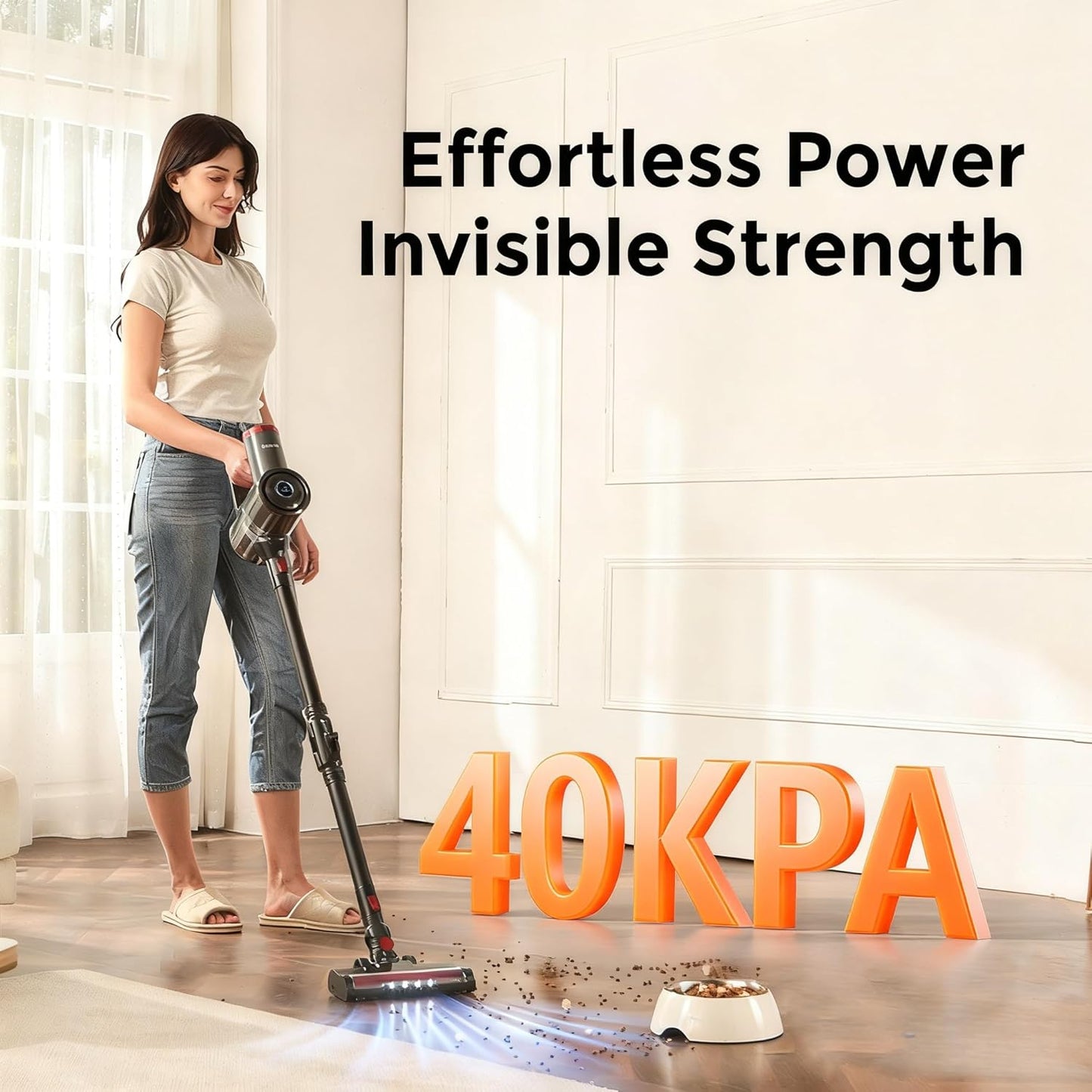 RONEAIR Cordless Vacuum Cleaner - Powerful 40Kpa Suction for Pet Hair | Self-Standing, 45 Mins Runtime