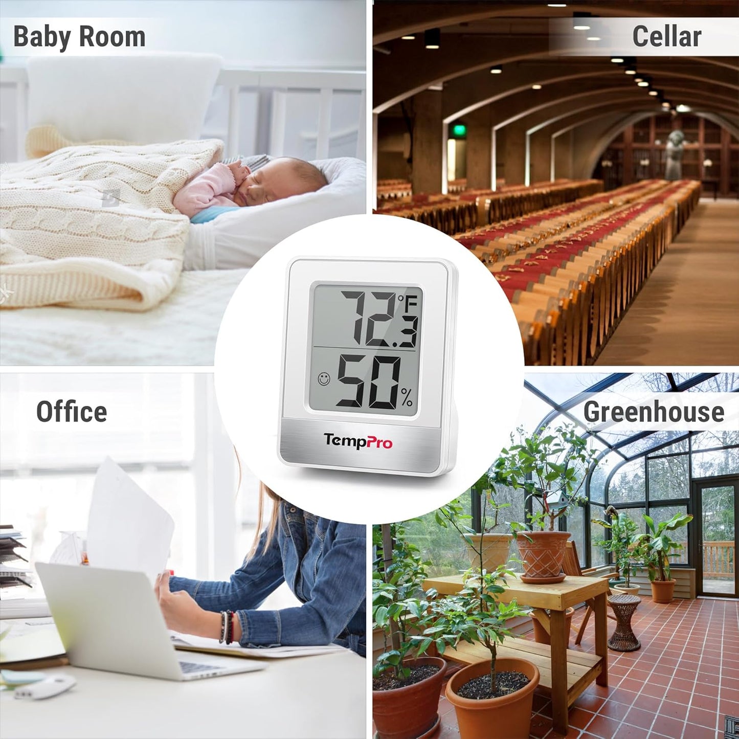 TempPro TP49 Digital Hygrometer - Indoor Thermometer & Humidity Monitor | Compact Design for Home Use