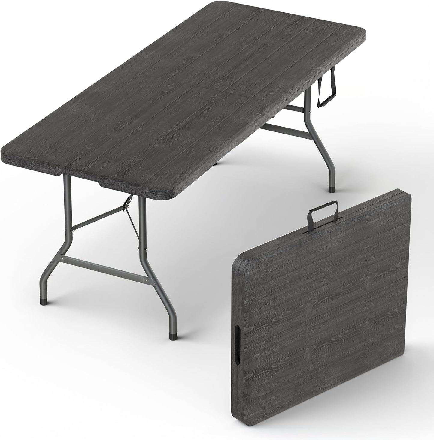 6FT Heavy Duty Folding Table by [Brand Name] - Portable with Built-In Handle & Steel Legs | Ideal for Events, Picnics, and More