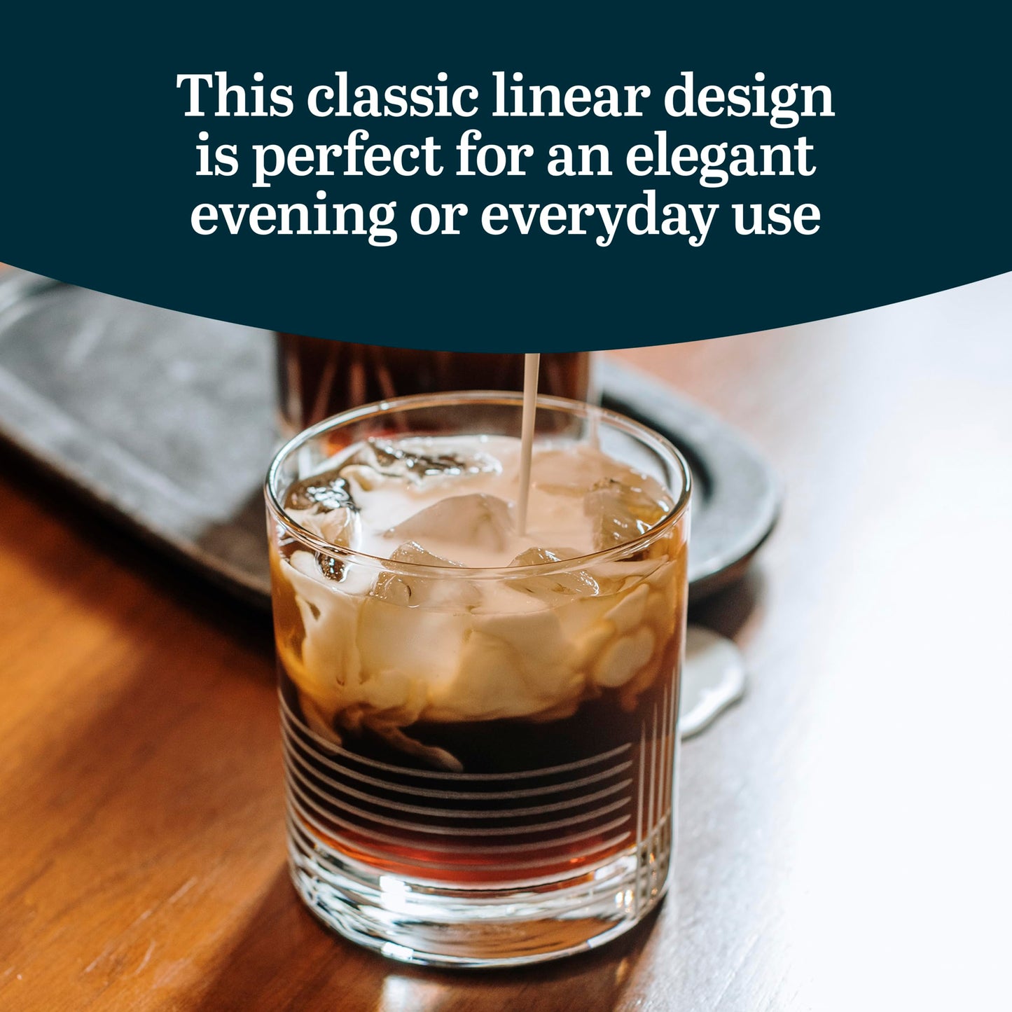 Libbey Cut Cocktails Rocks Glasses Set, Clean, Linear Glassware Drinking Glasses Set of 4, Dishwasher Safe Glasses for Weddings, Birthdays, and More