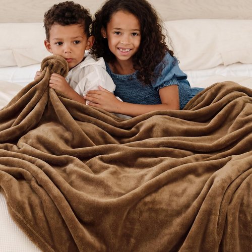 Bedsure GentleSoft King Size Fleece Blanket - Soft, Lightweight Plush Microfiber in Brown, 108x90 Inches