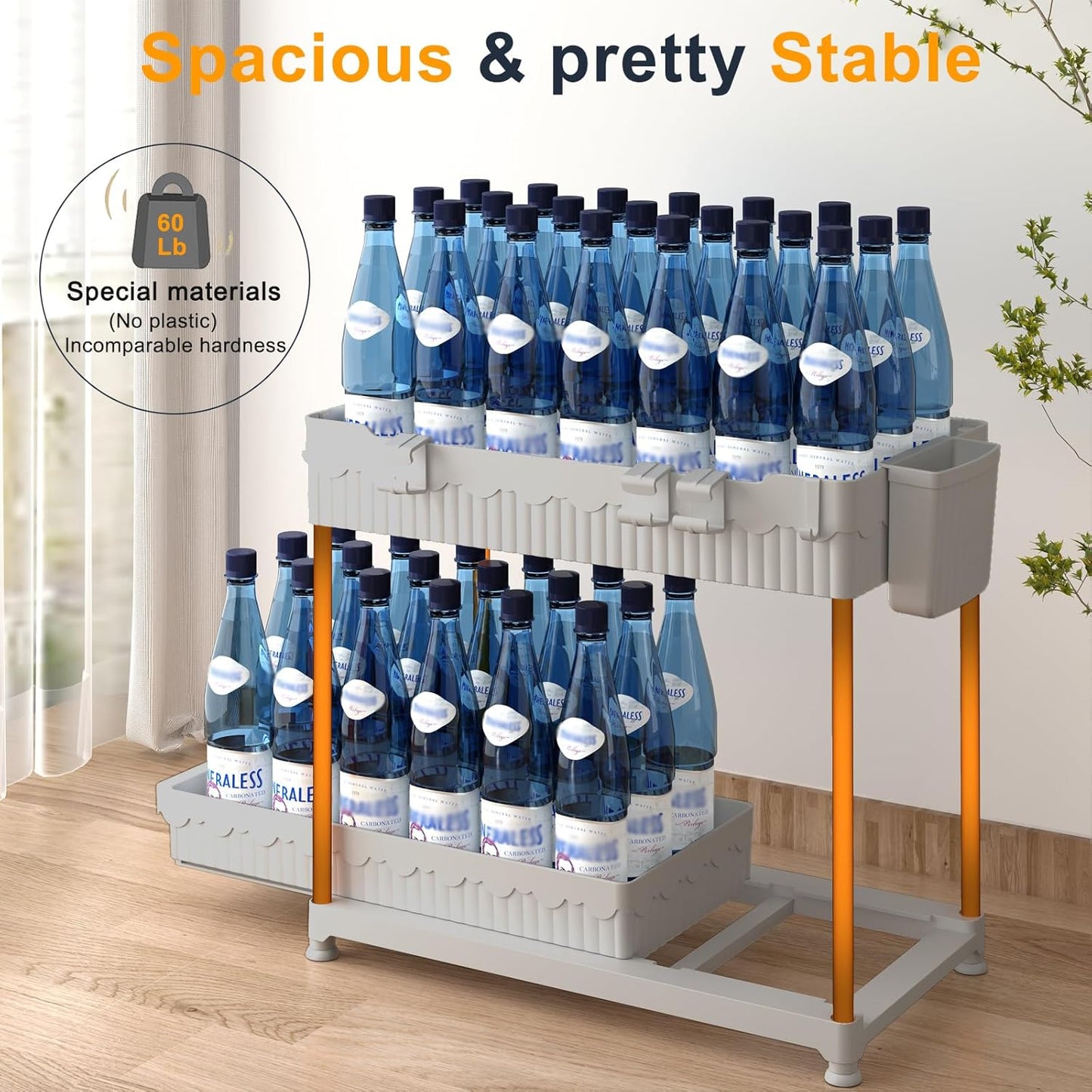 Sevenblue 3-Pack Under Sink Organizers - 2-Tier Kitchen & Bathroom Storage with Sliding Drawers | Gray, 12.8 Inch
