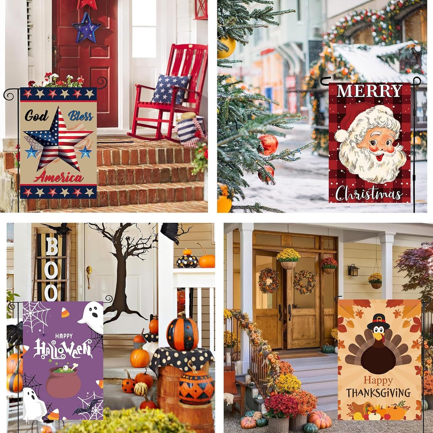 Seasonal Garden Flags Set of 12 - Double-Sided 12x18 Inch Yard Flags for All Occasions