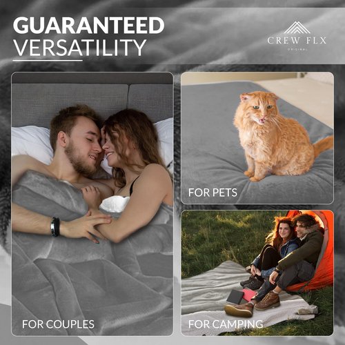 Couples Blanket Waterproof for Adults, 3 Layer Lightweight and Stain Proof Couples Blanket Water proof & Dogs, Love Blankets Waterproof - Sherpa Cover with Carry Bag, Machine Washable (Gray, 80x60)