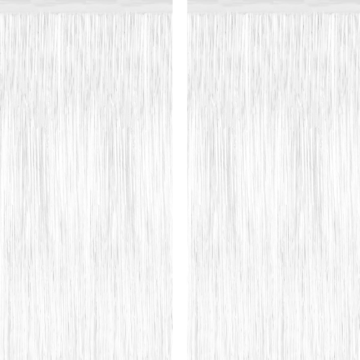2 Pack Tinsel Backdrop, 3.28 x 7.05 Feet White Party Decorations, Metallic Foil Fringe Curtains Streamer Backdrop, Party Supplies Photo Props for Birthday Anniversaries Wedding