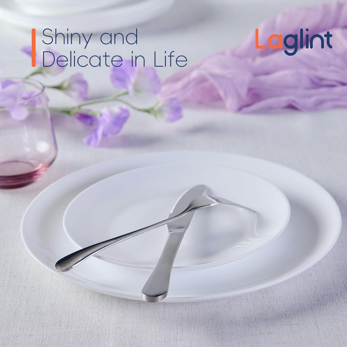 LaGlint Appetizer Plate Set - 7.5-Inch Lightweight Opal Glass | Round White Salad Plates, Dishwasher & Microwave Safe