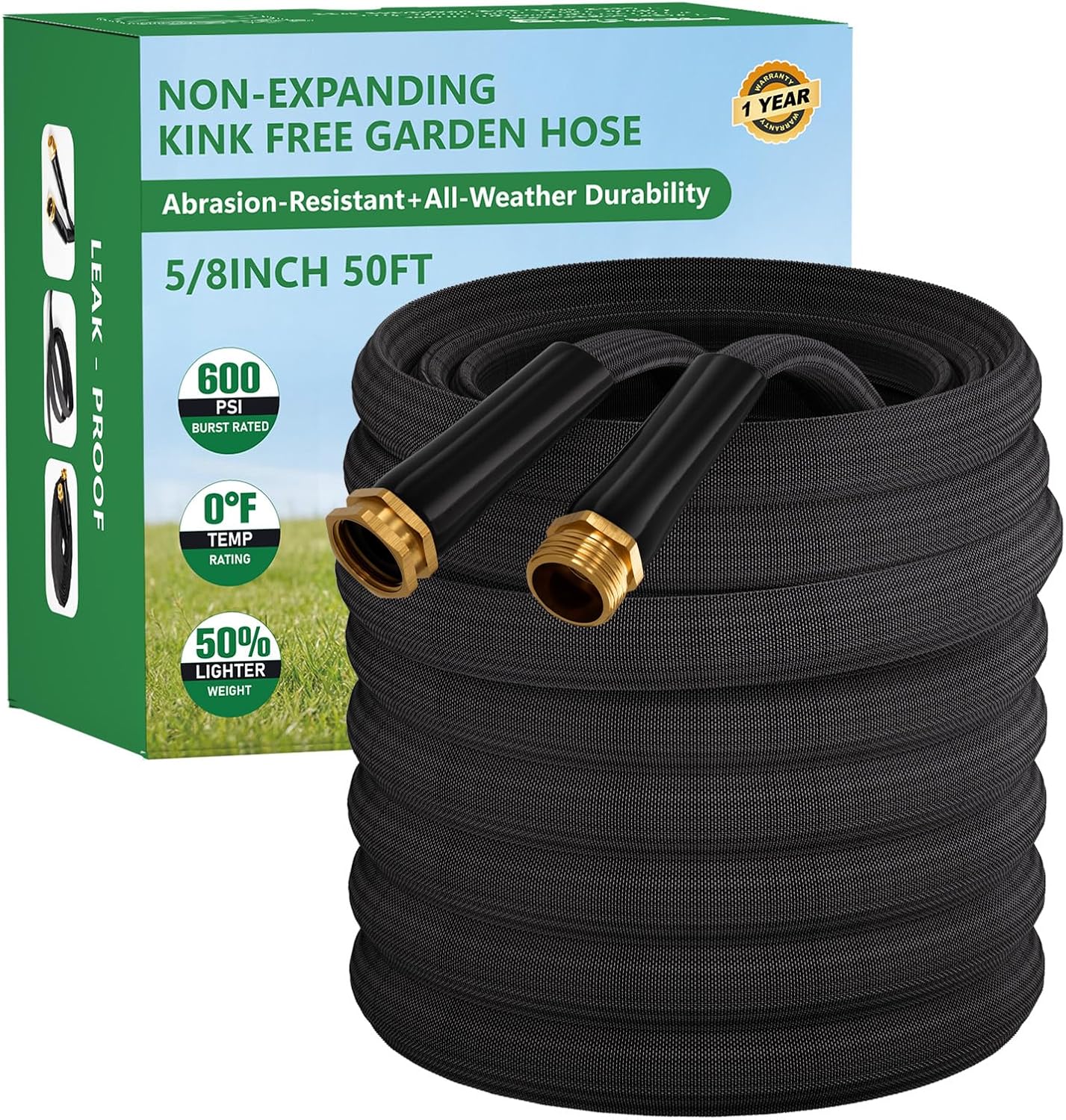 Ultra Lightweight 50FT Garden Hose - Kink-Free, Burst-Resistant & Flexible for Outdoor Use
