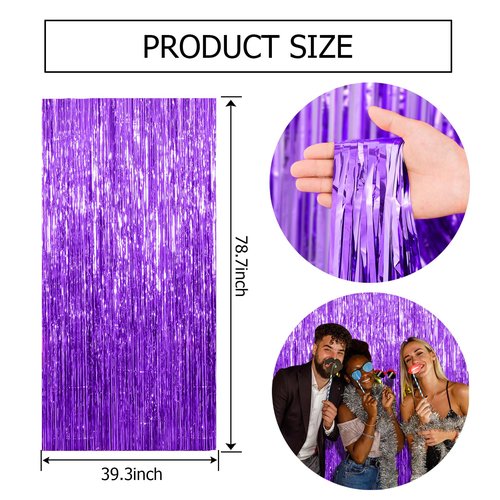20 Pack Purple Backdrop Tinsel Streamers Foil Fringe Backdrop Halloween Party Decorations Purple Backdrop Curtain Birthday Graduation Bachelorette Christmas New Year Party Decorations