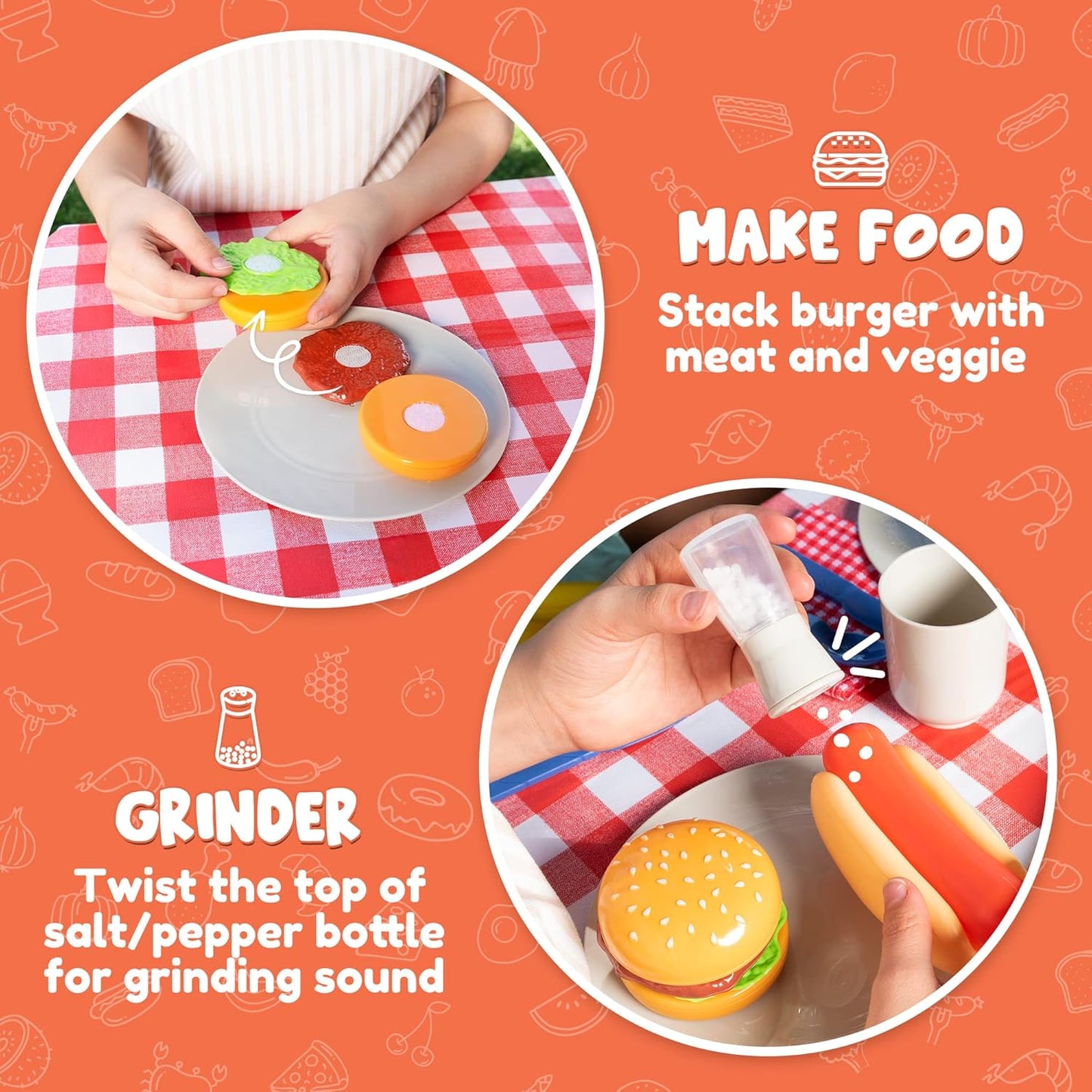 JOYIN BBQ Play Grill Set - Interactive Cooking Toy for Kids with Light & Sound | Perfect Birthday Gift for Ages 2-4