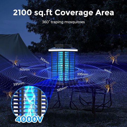 Bug Zapper | Portable 2-in-1 Mosquito Zapper with 5000mAh Battery & LED Night Light for Outdoor Use