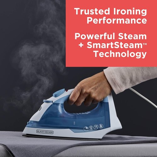 BLACK+DECKER Easy Steam Compact Iron - Lightweight, Nonstick Plate, Automatic Shutoff, 1200 Watts