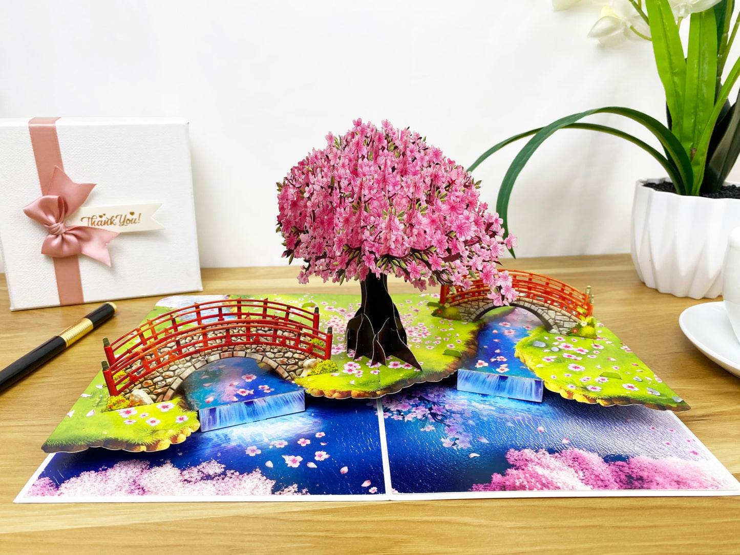 3D Pop Up Greeting Card – Handmade Cherry Blossom Tree Card for Spring, Birthday, Mother's Day, Wedding – Laser Cut Sakura Card with Envelope – Unique Floral Gift for Women, Friends, Family