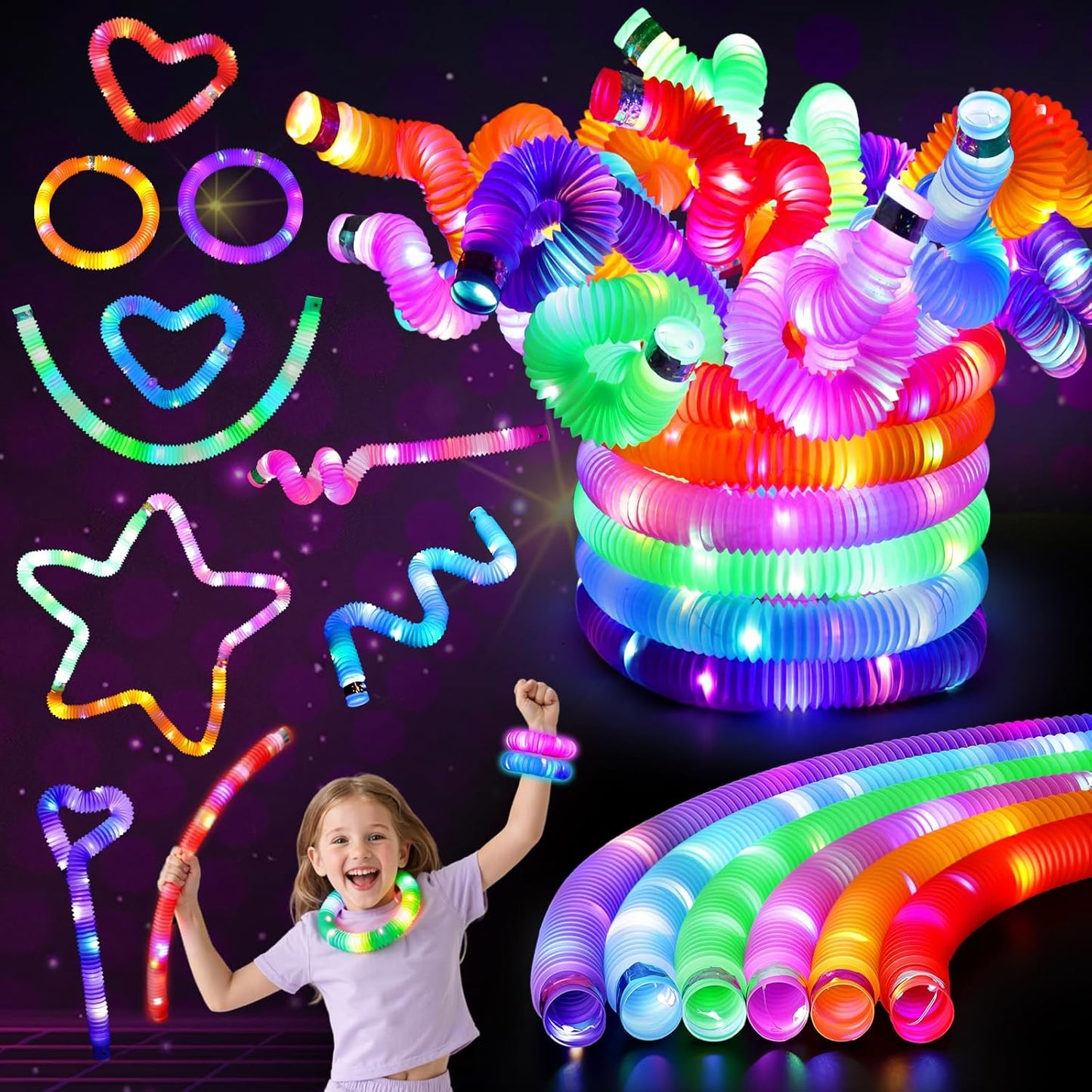 LovesTown 24PCS Glow Sticks - Light Up Party Favors for Kids | Neon Accessories for Birthdays