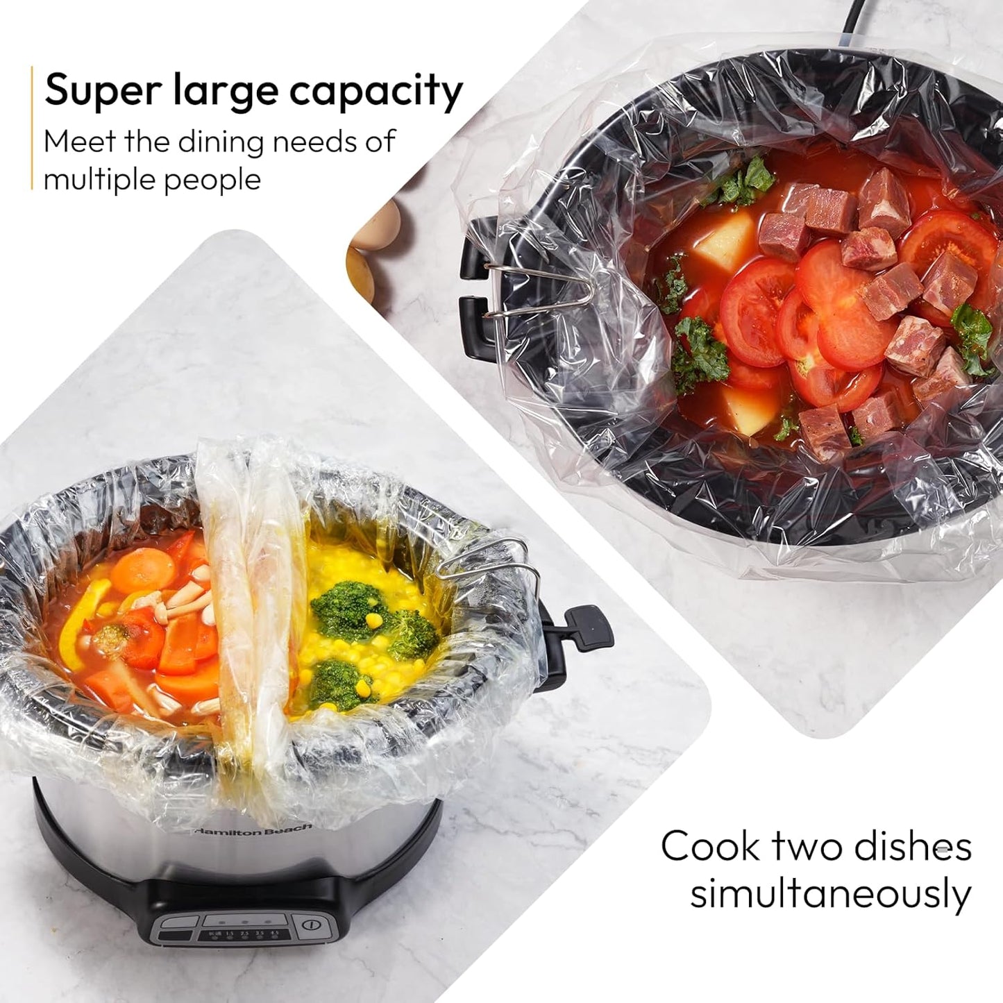Katbite Crock Pot Liners - Heavy Duty Disposable Slow Cooker Bags | 13" X 21" for 3-8.5 Quart Pots, 25 Count