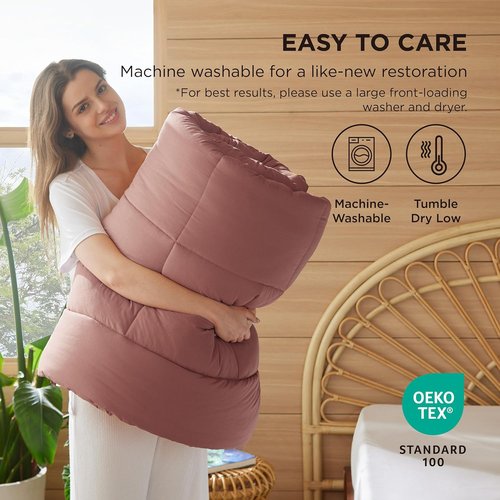 Bedsure Comforter Duvet Insert - All-Season Twin XL Quilted Bedding, GentleSoft Down Alternative, Dusty Pink 92 x 68 Inches