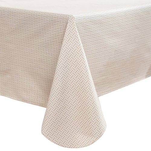 HRNJJYP Heavy Duty Vinyl Tablecloth with Flannel Backing Waterproof Oil-Proof Plastic Table Cloth Stain-Resistant Wipeable Rectangle or Square Table Cover for Dining, Camping (Weave, 60X84 Inch)