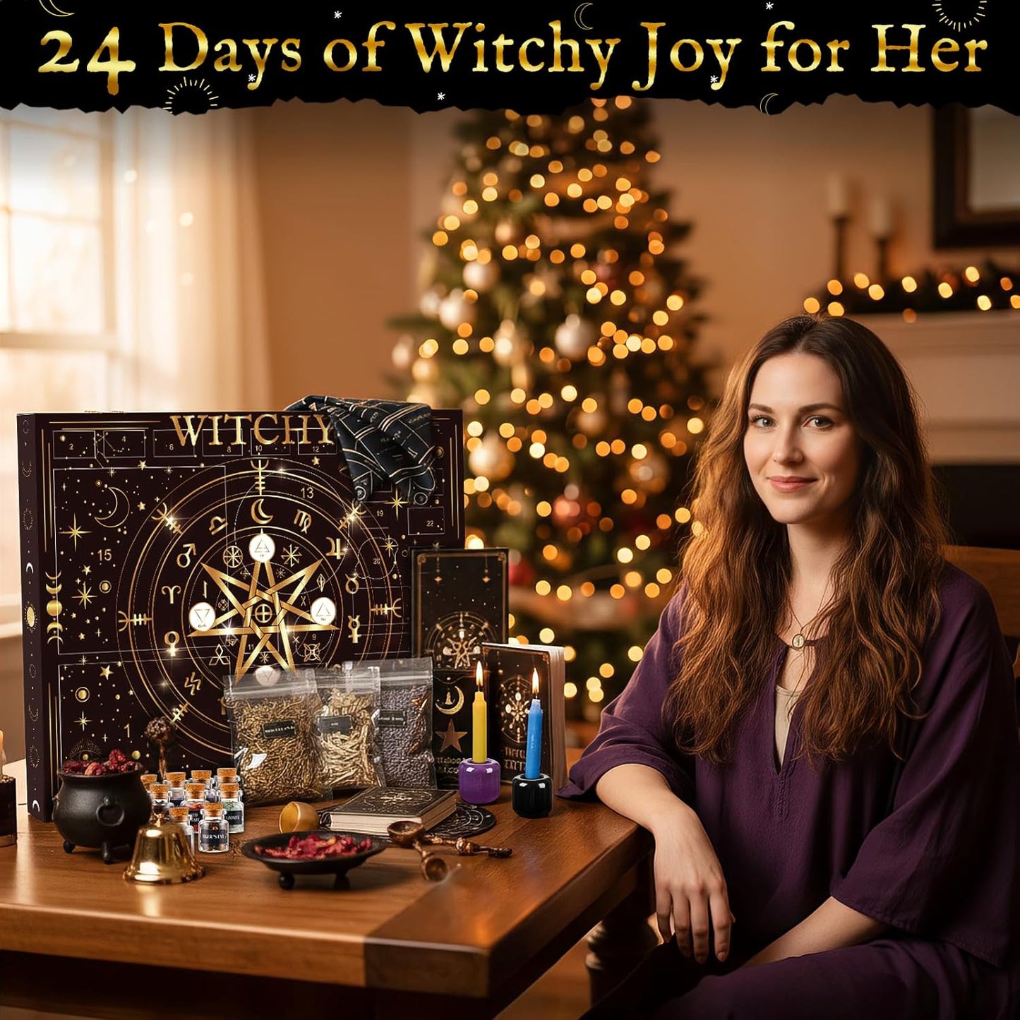 Skiennix Magical Witchcraft Advent Calendar - Healing Crystals, Herbs & Candles | Perfect Gift for Women & Teens