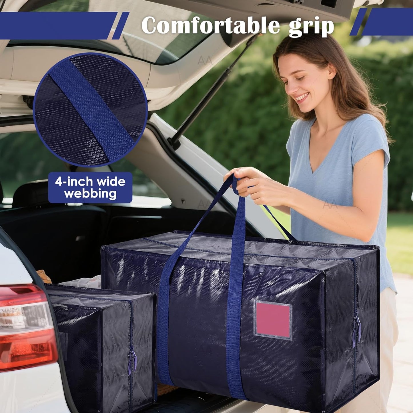 Skiennix 6 Pack Moving Bags - Extra Large 93L Heavy Duty Waterproof Storage Totes | Ideal for College Dorms & Home Organization, Blue