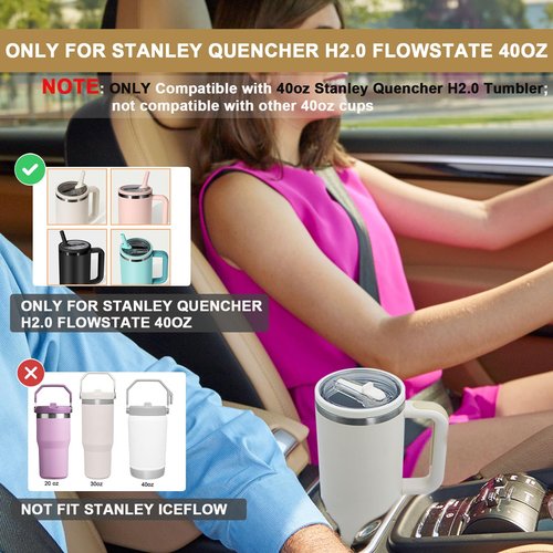2 Pack 40 oz Leak Proof Lid for Stanley Quencher, 40 oz Tumbler Flip Straw Lid Spill Proof Reusable Tumbler Cover Compatible with 40oz Stanley Cup Accessories