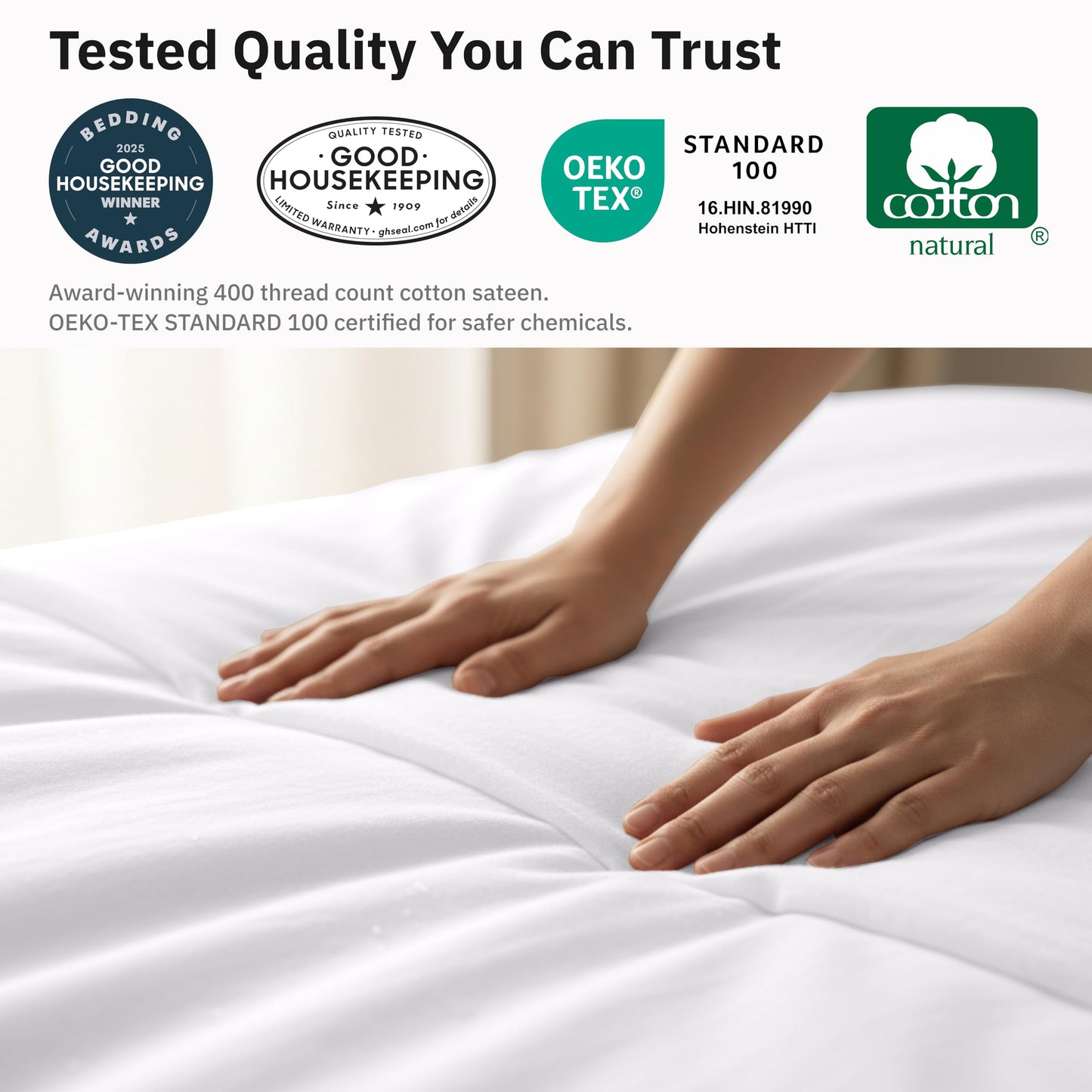 California Design Den 2 Pc Twin XL/Twin Duvet Cover Set - Winner Good Housekeeping Best Bedding Awards 2025, 400 Thread Count Sateen, 100% Cotton Duvet Covers, Button Closure, Corner Ties - White