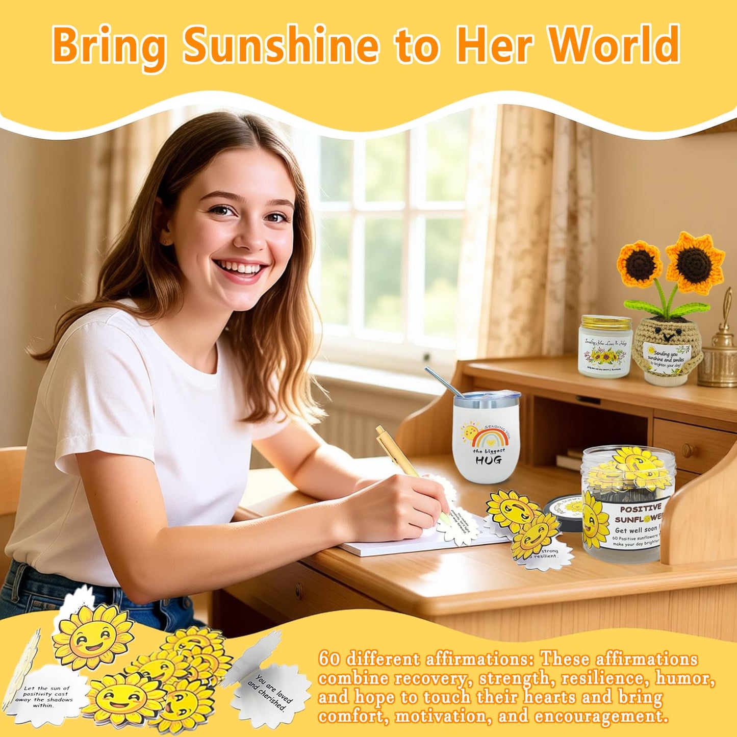 Get Well Soon Gift Baskets for Women,Unique Sunshine Box Care Package,Inspirational Sunflower Mothers Day Gift,Healing Recovery Gifts for Mom, Sister,Wife, Daughter, Best Friend
