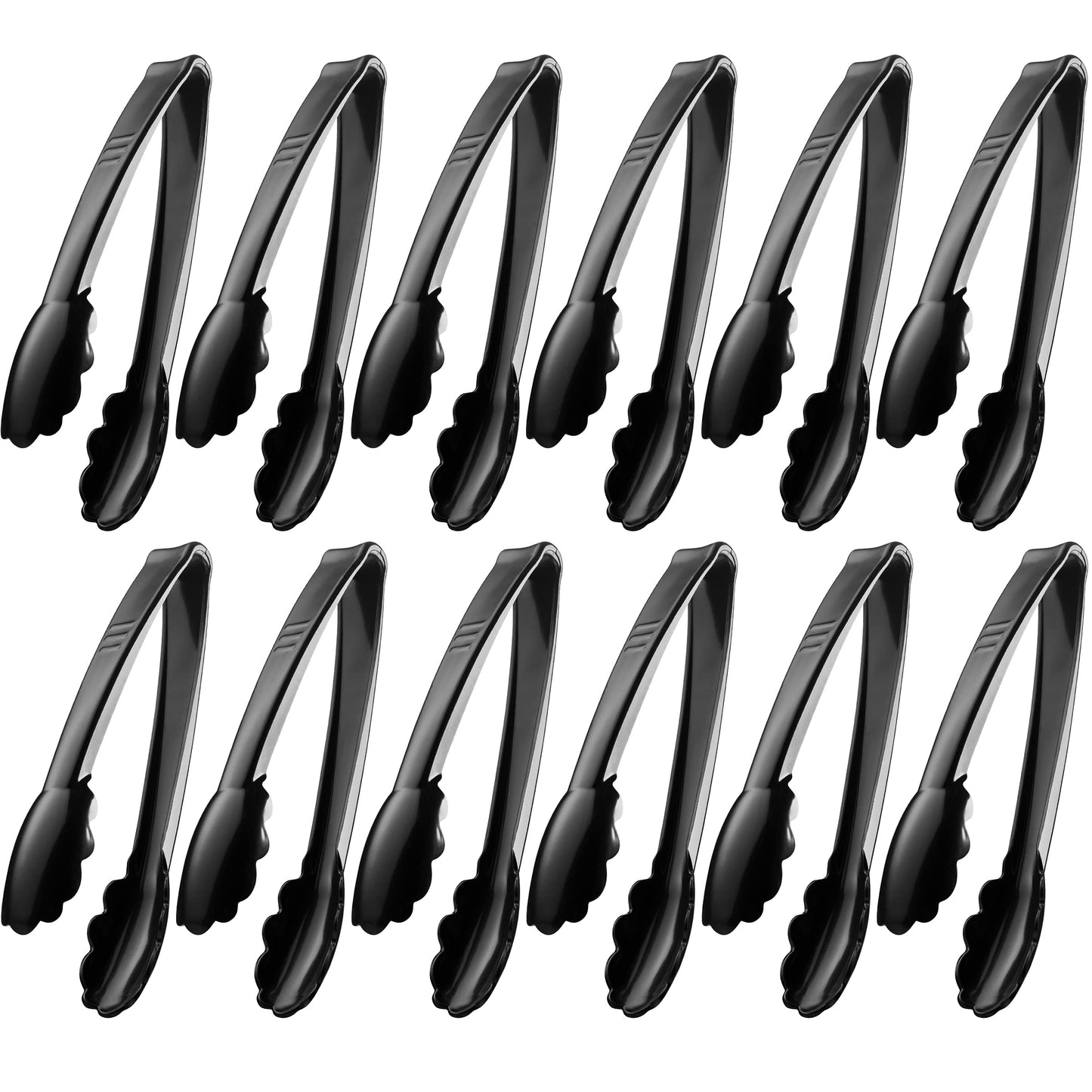 Plastic Tongs for Serving (Pack of 36) 9 Inch - Heavy-Duty Hard Plastic Reusable or Disposable Serving Tongs for Catering, Dinner Parties, Banquets, Buffets, Events, Weddings and Everyday Use, Black