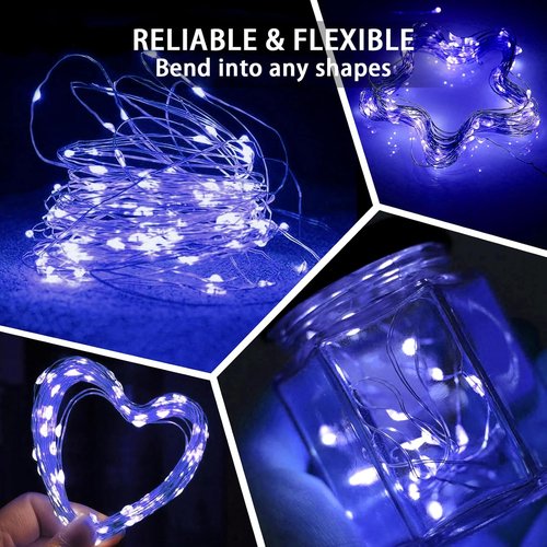 Blue Fairy Lights - 24 Pack 7Ft Twinkle String Lights | Battery Operated & Waterproof for Weddings, Parties, & Holidays