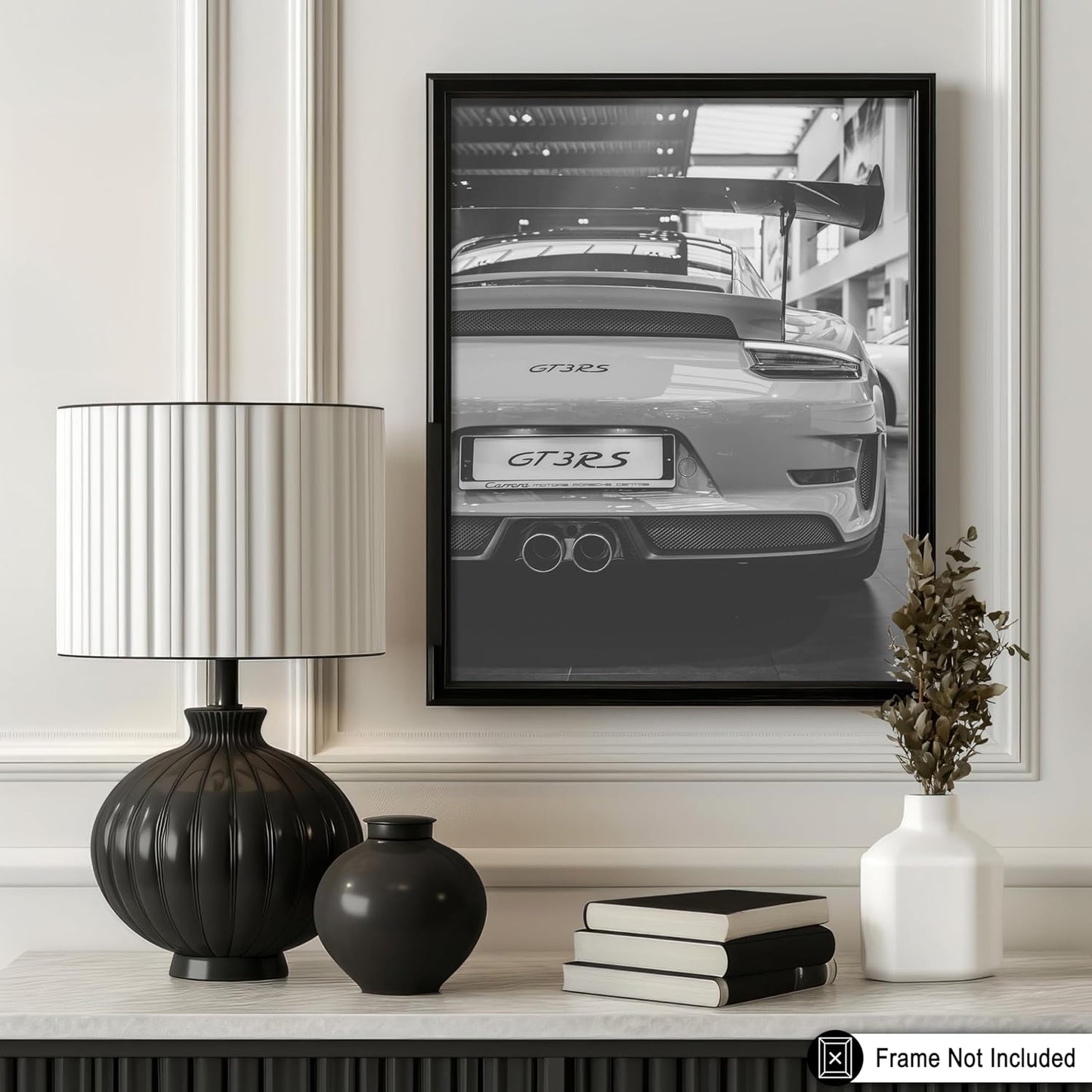 Poster Master Luxury Car Print - Black and White Automobile Photography - 8x10 Unframed Wall Art