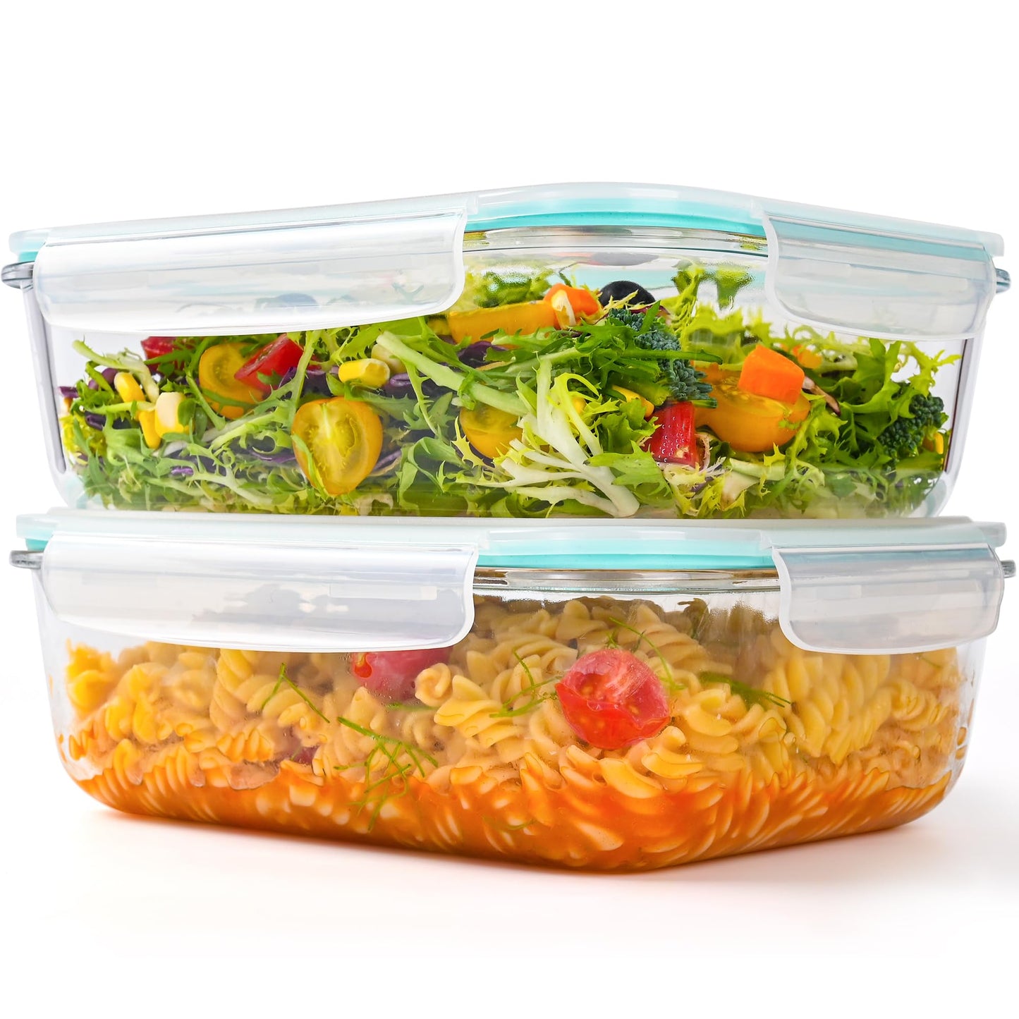 LOVYANXUE 2Pack 9.8 Cups/ 78 Oz Large Glass Food Storage Containers with Lids, Glass Meal Prep Containers with Airtight Lids - BPA Free, Leakproof, Ideal for Food Storing/Serving, Microwave/Oven Safe