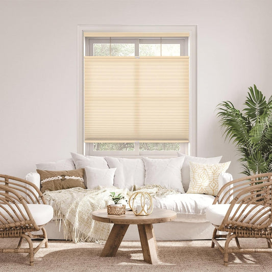 DEZ FURNISHINGS Cordless 1.5" Light Filtering Top Down Bottom Up Cellular Shade, 35" W x 64" H, Alabaster